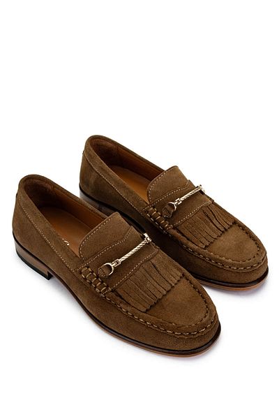 Tamer Tanca Women's Genuine Leather Brown Loafer Shoes