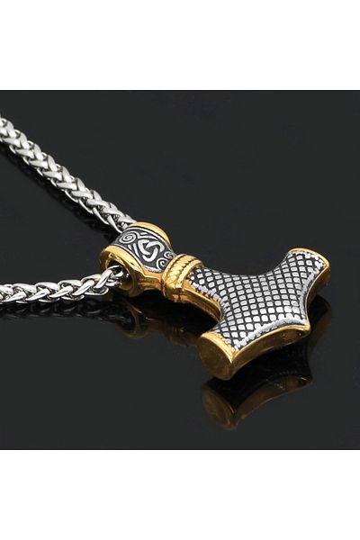 Viking Thor Scandinavian Mjollnir Teiwaz Processing 316L Stainless Steel Men's Necklace