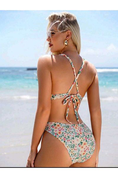 melonika High Waist Bikini Set with Front Tie Detail