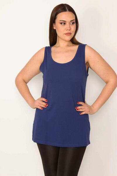 Şans Γυναικείο Saks μεγάλου μεγέθους βαμβακερό ύφασμα Crew Tank Top 65n32231