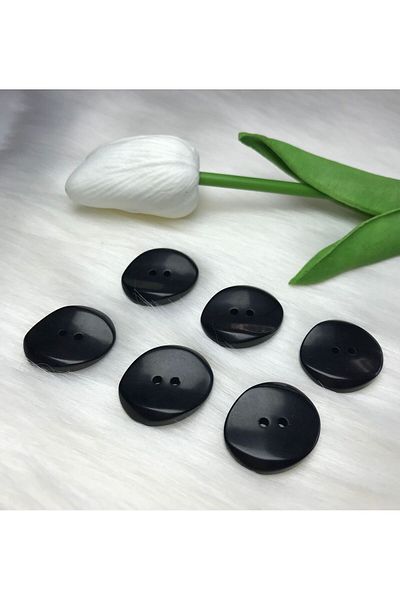 BİGÜMEX Black Oval Button 20mm-6 Pieces