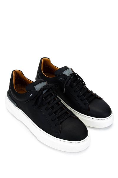 Tamer Tanca Men's Genuine Leather Black Sneakers & Sports Shoes
