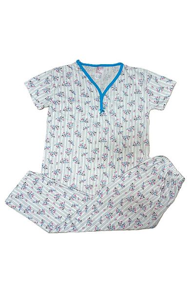 Intisimo Pijamale pentru femei, mărimi mari, tricou, pantaloni lungi, alb/albastru - 3xl