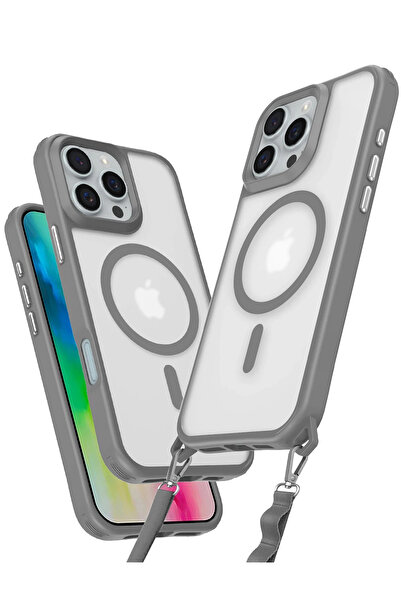 NewFace حافظة ايفون 16 برو ماكس من السيليكون من انكا ماجسيف - رمادي تيتان GNZRZ