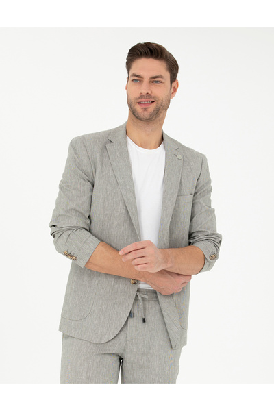 Pierre Cardin Light Green Ex. Slim Fit Linen Blended Jacket 50284935-Vr092