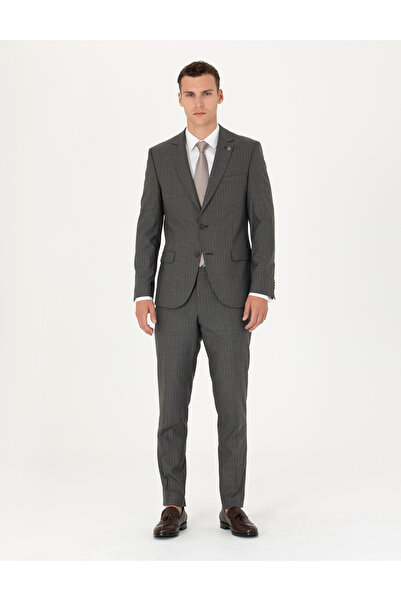 Pierre Cardin Kahverengi Çizgili Ex.Slim Fit Takım Elbise 50272707-VR029