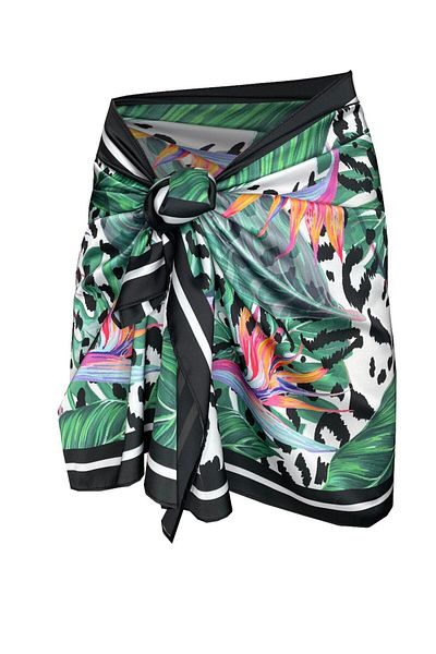 Bolder Coral Green/Black Leaf Pareo (Does Not Show through) 50*145 cm