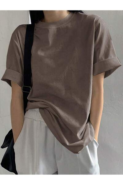 EYAX MODA Γυναικείο μπλουζάκι με λαιμόκοψη ποδηλάτου σε μεγάλο μέγεθος