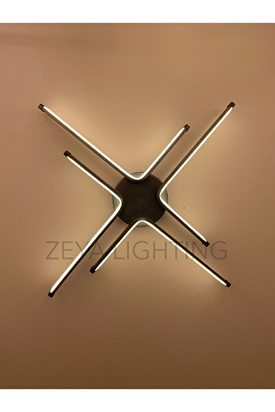 Zeya Lighting Yüksek Aydınlatmalı Kuzey Yıldızı Model Antrasit Füme Tavan Plafonyer Led avize, 3 Renk Aydınlatma