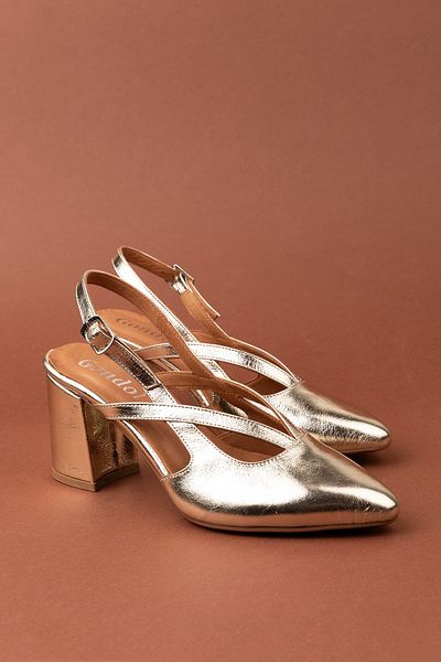 Gondol Women's Genuine Leather Stylish Thick Heeled Shoes Anl.3361