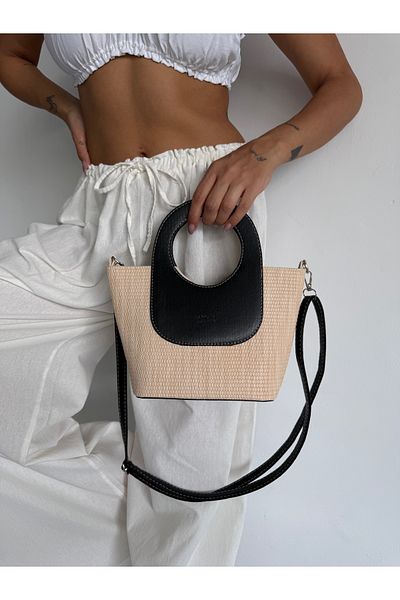 ALTUDA Women's Puppy Detailed Straw Crossbody Bag Arlo
