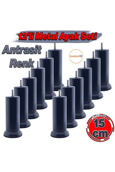 Badem10 Baza de mobilier Metal 12 buc M8 Dinți fin Antracit 15 cm Canapea Fotoliu Canapea extensibilă Picior Picior