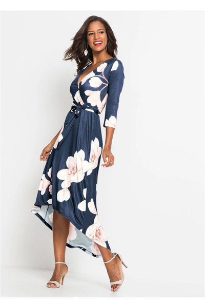 Genel Markalar Kadın Lacivert Anvelop Yakalı Arkası Uzun Elbise 26a29388