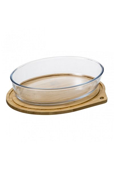 Secret de Gourmet Arjun oval heat-resistant pot, bamboo lid, 32 x 22.5 x H. 7 cm