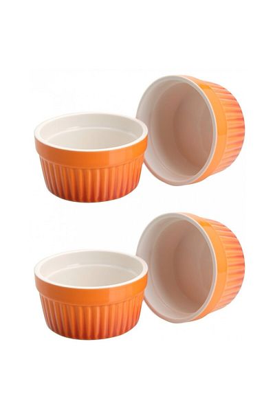 Excellent Houseware Set of 4 Orange ramekins, porcelain, 11x4.8 cm