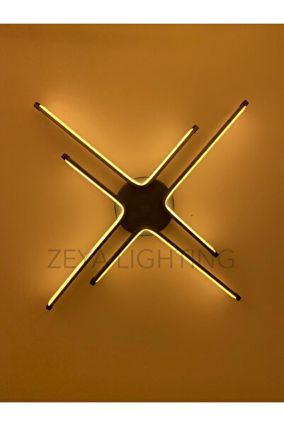 Zeya Lighting Yüksek Aydınlatmalı Kuzey Yıldızı Model Antrasit Füme Tavan Plafonyer Led avize, 3 Renk Aydınlatma