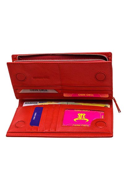 Toro Nero Women's wallet made of genuine leather, red, Anne