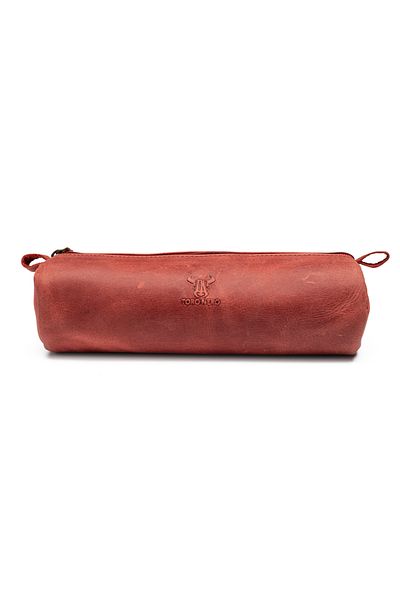 Toro Nero Penny red genuine leather pencil case