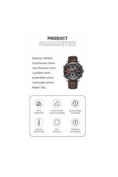 Naviforce NF9197L, Men's Military Digital Watches Analog Quartz Waterproof,Multifunctional