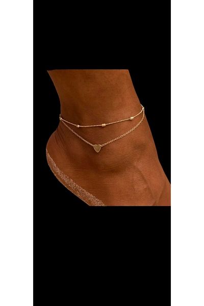 Ralp Moda Double Hanging Steel Chain Anklet 20+5 cm