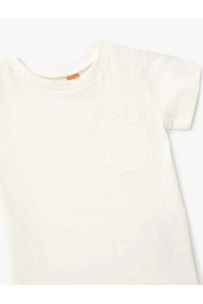 Koton Cotton Crew Neck Short Sleeve Ecru Baby Girl T-Shirt 5Smg10105Ak