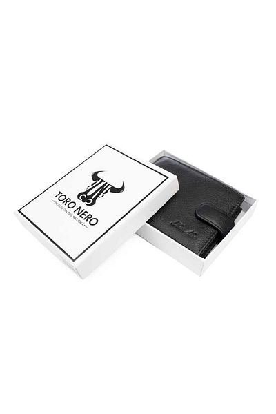 Toro Nero Men's Wallet Made Of Genuine Black Leather Executive, Rfid Protection