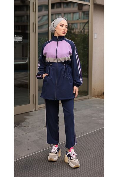Wovi Moda Σετ αθλητικής φόρμας Hijab - Σετ με φερμουάρ, Σετ δύο τεμαχίων, Σετ πάτου και επάνω