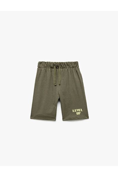 Koton Cotton Print Detailed Khaki Boy's Shorts 5Skb40087Tk