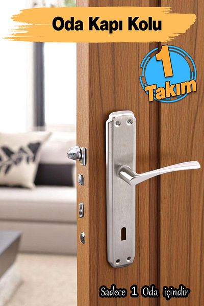 Badem10 Room Door Handle Nickel Inox Mirrored Right Left Suitable Interior Exterior Wood Pvc Metal Steel Gate Handle 1 Set