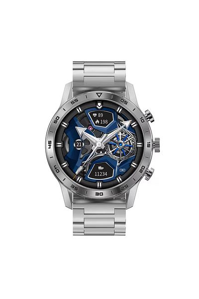 Smart Vibe Smartwatch DT™ WA7CH PLUS 1.45" Infinity AMOLED, Bluetooth Call, Metal and Silicone Strap, Silver