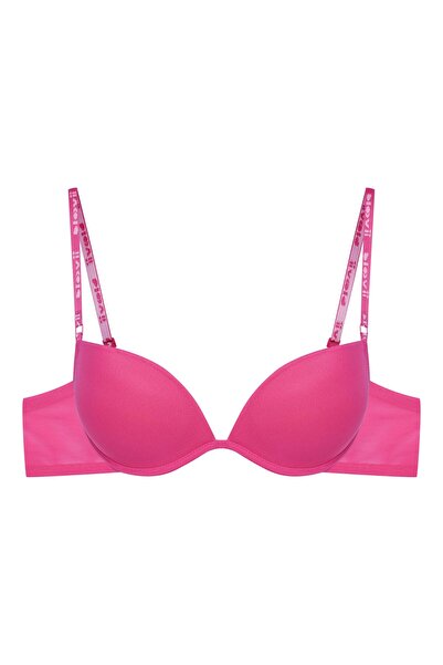 ESOTIQ Sutien push-up BLOOVII, cupe fine, decolteu adânc, bretele, cu logo, c...