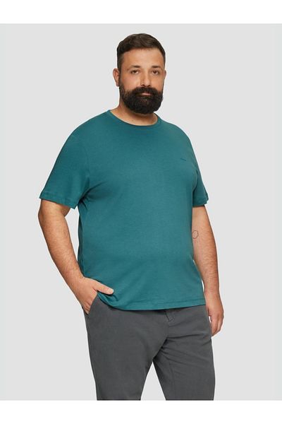 s.Oliver Big Sizes, Men's Big Size T-shirt With Scoop Neck And Logo, Cotton