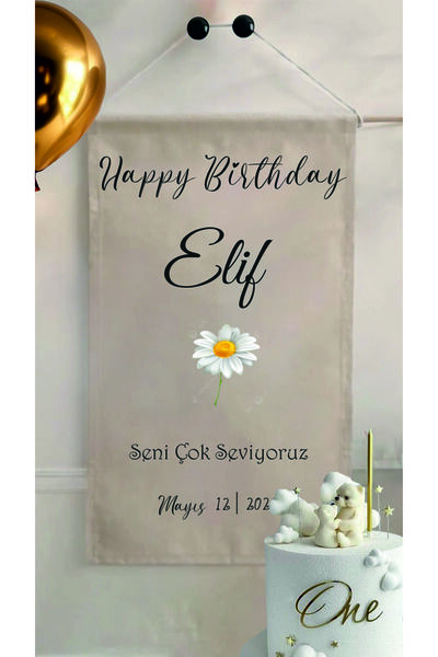 Baskı Madeni 70X100 CM DOĞUM GÜNÜ FLAMASI -İSME ÖZEL KİŞİSELLEŞTİRİLEBİLİR DO...