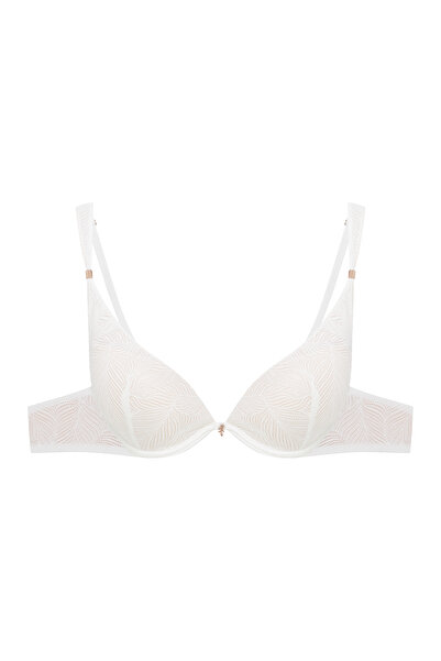 ESOTIQ Sutien push-up cu decolteu adânc, cu armătură, dantelă botanică, detal...