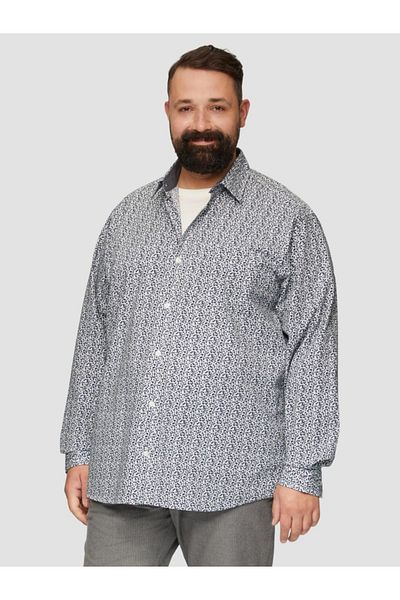 s.Oliver Mărimi mari, Cămașă bărbătească mărimi mari, mânecă lungă cu imprimeu floral, croială slim fit