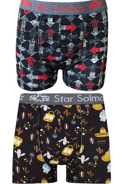 starsolmaz Men's 2 Pack Patterned Cotton Lycra Boxers