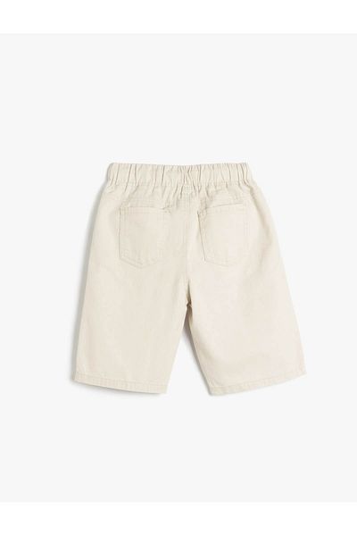 Koton Tie Waist Pocket Detailed Cotton Basic Gray Boy's Shorts 5Skb40030Tw