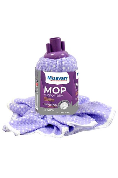 Misavan Rezerva mop Balerina Extrafin, microfibra, mov/alb