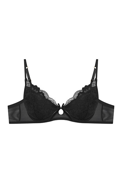 ESOTIQ Sutien push-up cu armatură, decupaj floral în față și panglică, elegan...