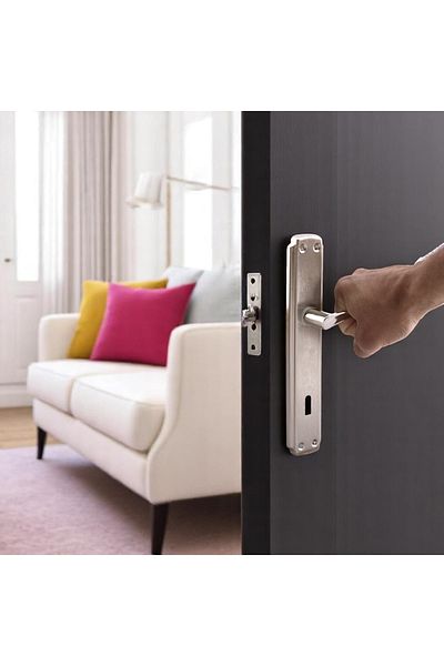 Badem10 Room Door Handle Nickel Inox Mirrored Right Left Suitable Interior Exterior Wood Pvc Metal Steel Gate Handle 1 Set