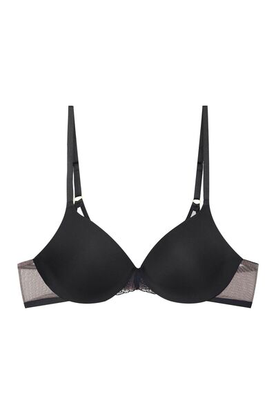 ESOTIQ Sutien Push-Up cu Armătură Simplu cu Broderie și Detalii de Plasă Spat...