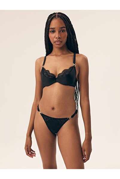 ESOTIQ Sutien semi-umflat cu armătură, cupe fine cu bretele decorative din dantelă, elegant și sexy | Brillant