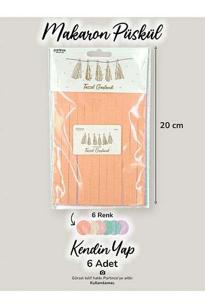 partince Σετ 6 τεμαχίων Macaron Color DIY Φούντα Αλυσίδα Στολίδι για πάρτι γενεθλίων