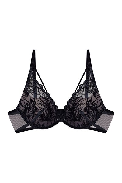 ESOTIQ Sutien push-up decorativ cu bretele în față, elegant, cu model de peșt...