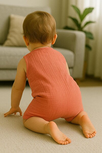 Esterella Cotton Muslin Baby Romper/ Button Closure Baby Romper/100% Cotton Muslin Romper