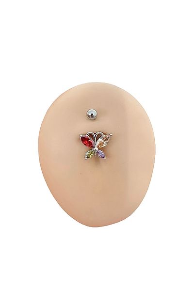 My Bellas Jewels Surgical Steel Colorful Stone Butterfly Belly Piercing