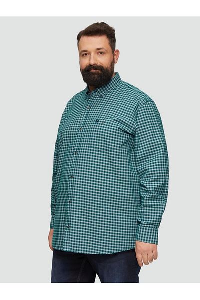s.Oliver Big Sizes, Men's Big Sizes Shirt, Long Sleeve And Checkered Print, Regular Fit