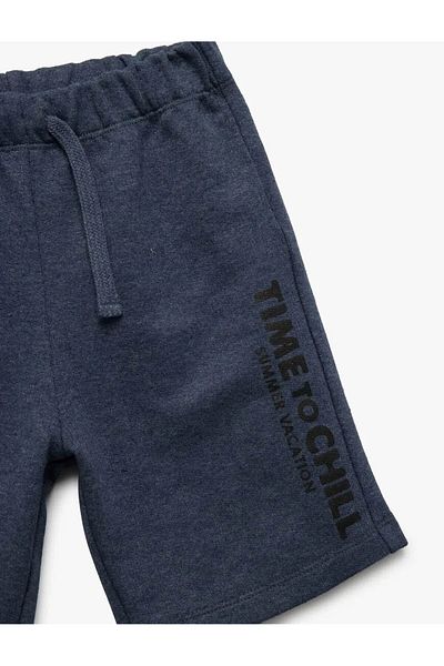 Koton Pantaloni scurți albaștri pentru băiat cu talie cu imprimeu 5skb40150tk