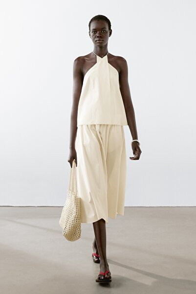 Massimo Dutti Çizgili Pamuklu Poplin Top