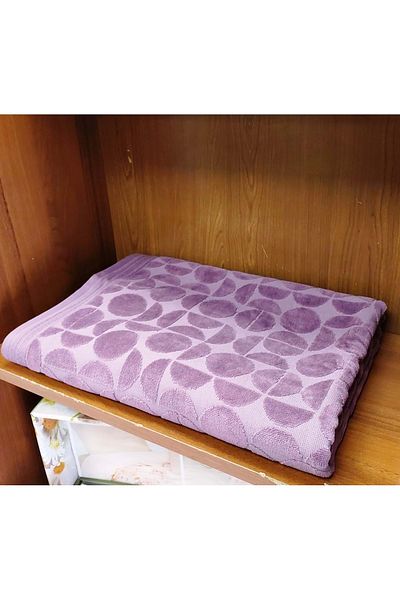 Özdilek Özdilek Velvet Cotton Oversized Bath Towel (90X150)-Circular Plum